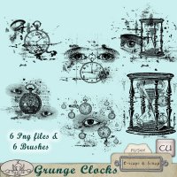 Grunge Clocks-CU Brushes by The Busy Elf