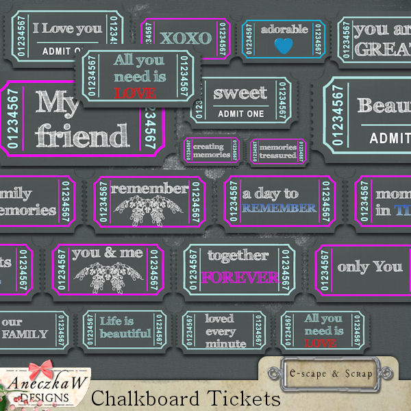 Chalkboard Tickets by AneczkaW - Click Image to Close