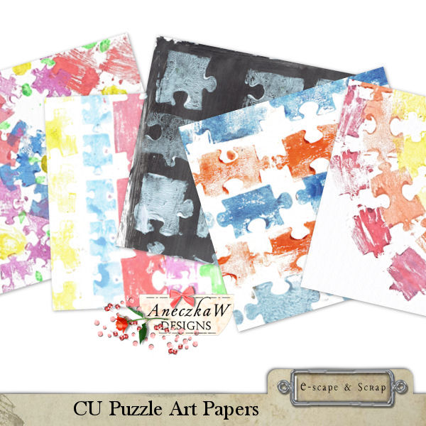 CU Puzzle Art Papers by AneczkaW - Click Image to Close