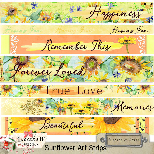 Sunflower Art Strips by AneczkaW - Click Image to Close