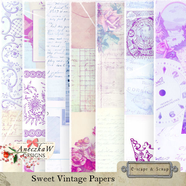 Sweet Vintage Papers by AneczkaW - Click Image to Close