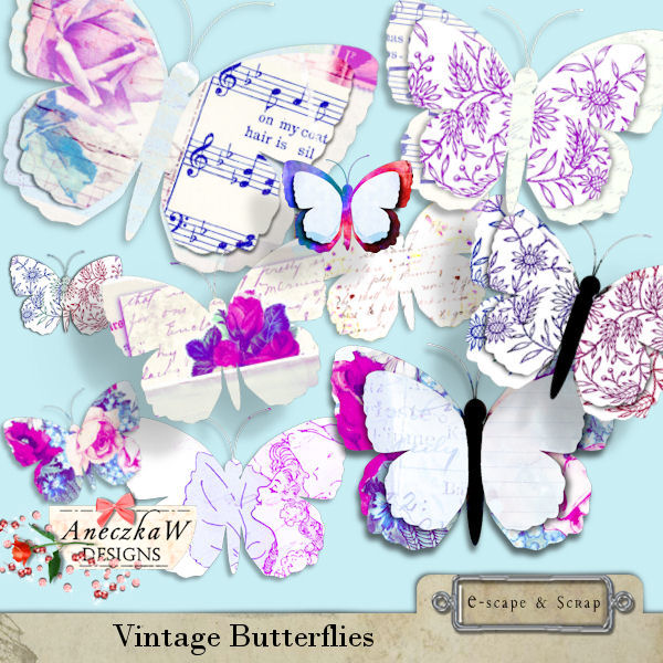 Vintage Butterflies by AneczkaW - Click Image to Close