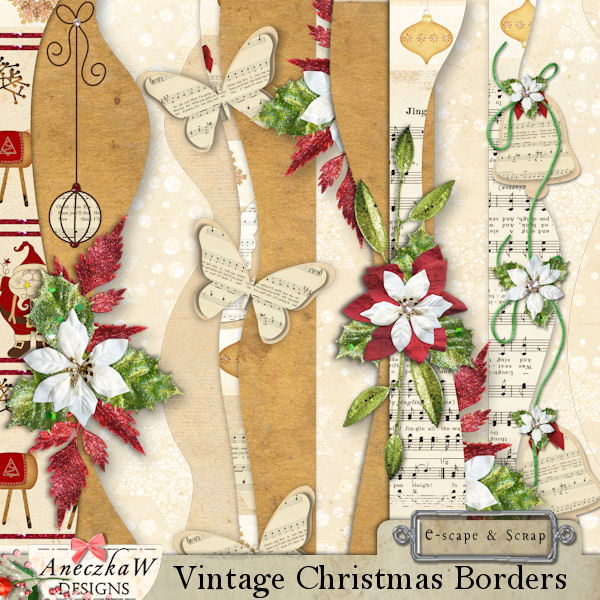 Vintage Christmas Borders by AneczkaW - Click Image to Close