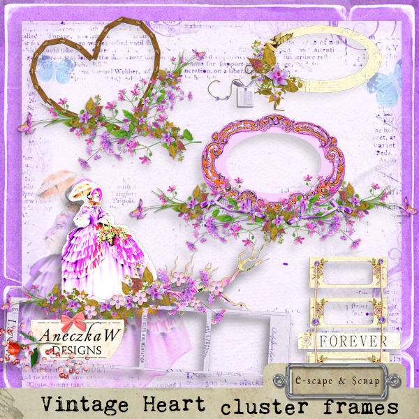 Vintage heart cluster frames by AneczkaW - Click Image to Close