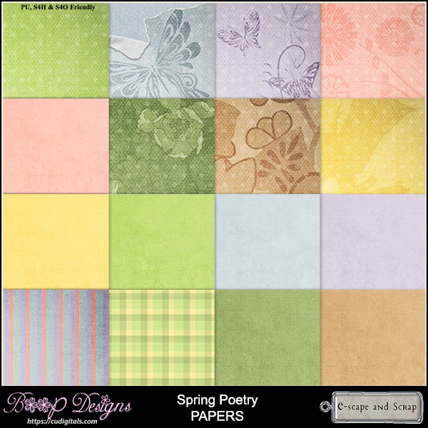 Spring Poetry Papers by Boop Designs - Click Image to Close