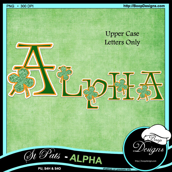St Pats Green Apha - Monogram Set by Boop Designs - Click Image to Close