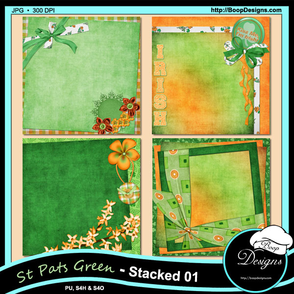 St Pats Green Stacked PAPERS - Click Image to Close