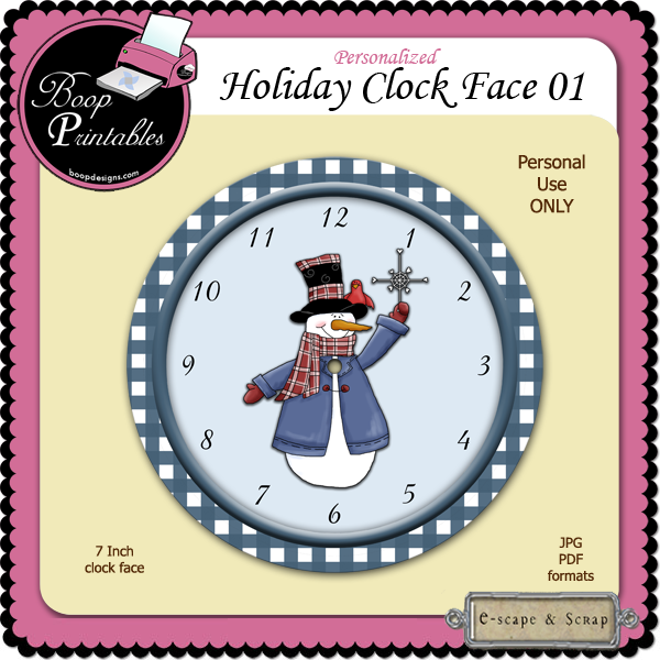 Holiday Clock Face 01 by Boop Printable Designs - Click Image to Close