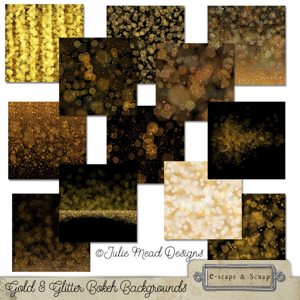 Gold and Glitter Bokeh Backgrounds by Julie Mead - Click Image to Close