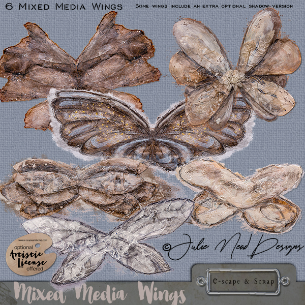 Mixed Media Wings by Julie Mead - Click Image to Close