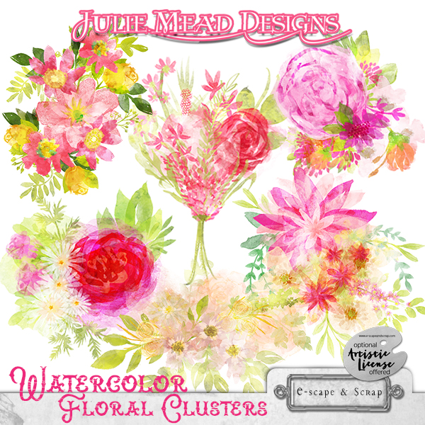 Watercolor Floral Clusters by Julie Mead - Click Image to Close