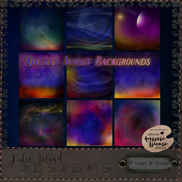 Galaxy Sunset Backgrounds by Julie Mead