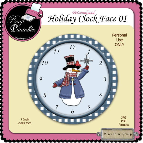 Holiday Clock Face 01 by Boop Printable Designs