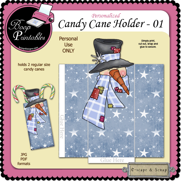Holiday Candy Cane Holder 01 by Boop Printable Designs