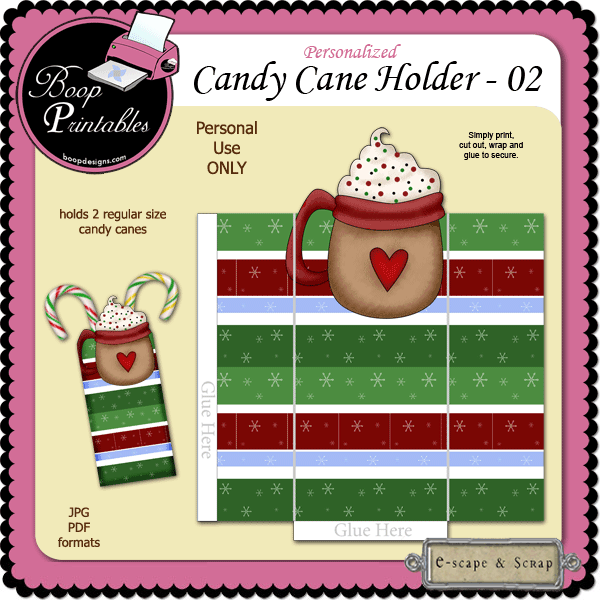 Holiday Candy Cane Holder 02 by Boop Printable Designs