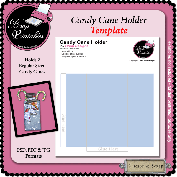 CU Candy Cane Holder TEMPLATE by Boop Printable Designs