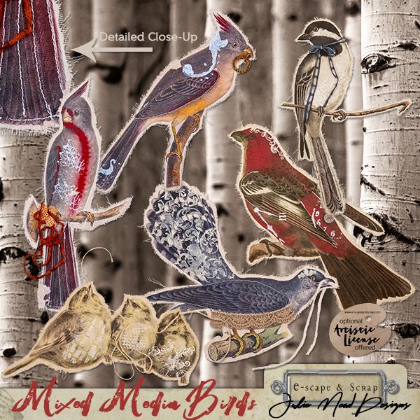 Mixed Media Birds by Julie Mead