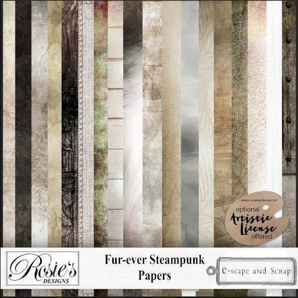 Fur Ever Steampunk Papers by Rosie's Designs