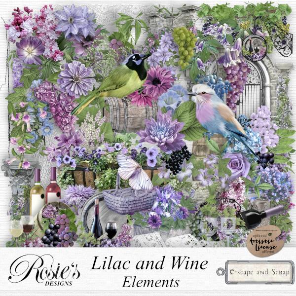 Lilac and Wine Elements by Rosie's Designs