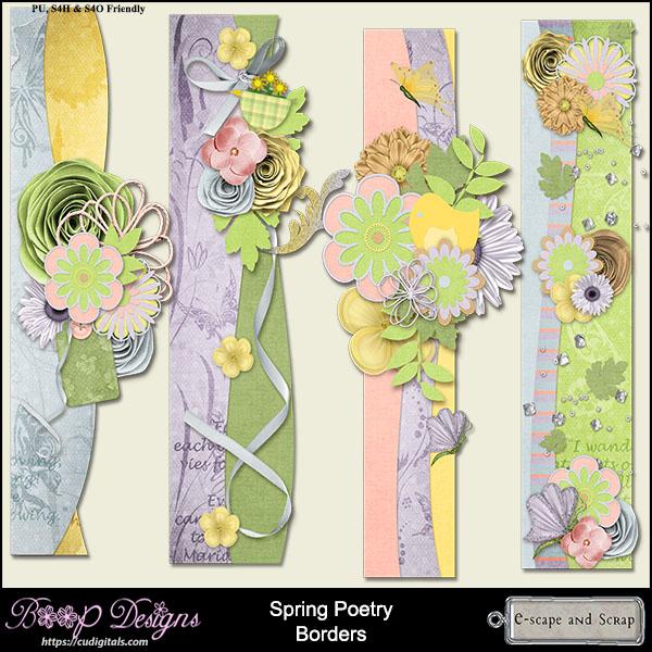 Spring Poetry Borders by Boop Designs