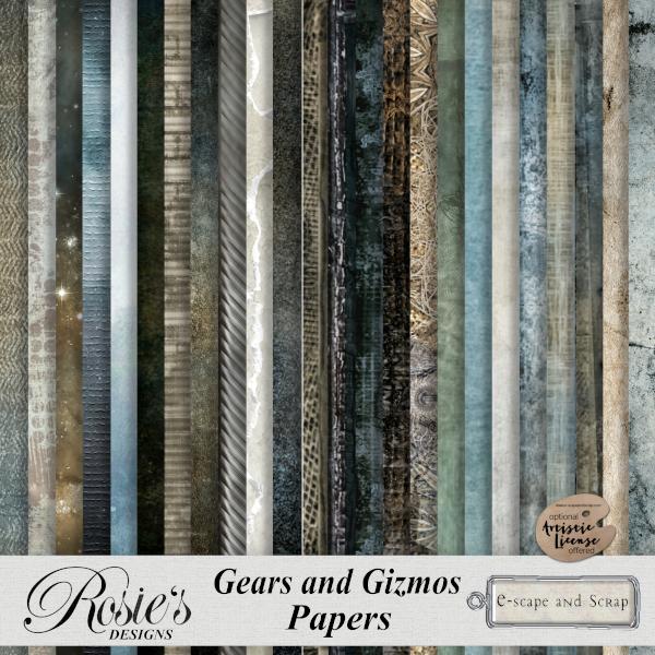 Gears and Gizmos Papers. by Rosie's Designs
