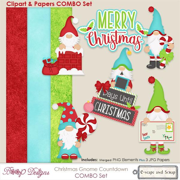 Christmas Gnome Countdown Clipart COMBO