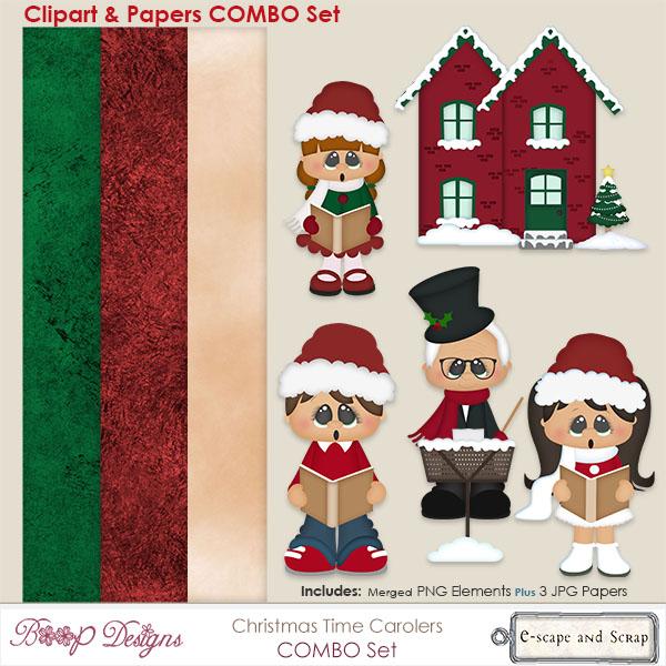 Christmas Time Carolers Clipart COMBO Set