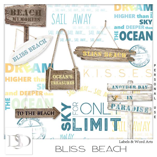 Bliss Beach Label and Wordart by DsDesign
