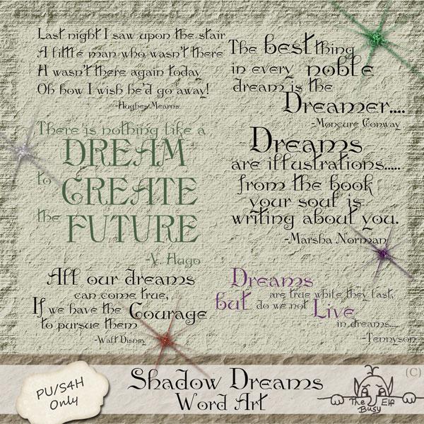Shadow Dreams Word Art Add On by The Busy Elf