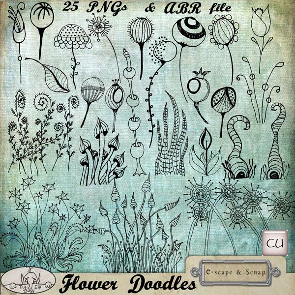 Flower Doodle CU Brushes by The Busy Elf