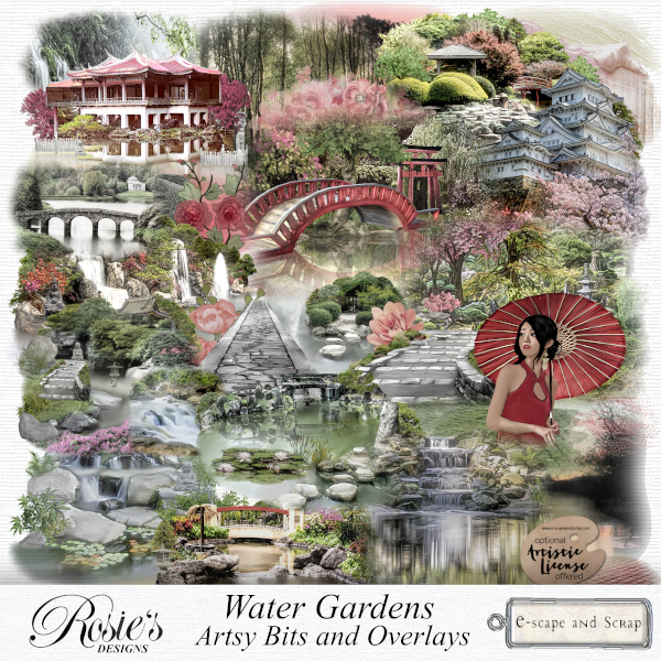 Water Gardens Artistic Bits And Overlays by Rosie's Designs - Click Image to Close