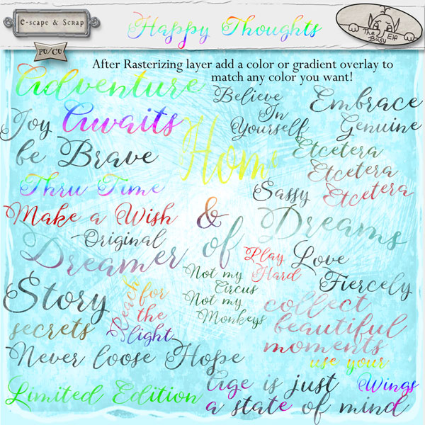 Happy Thoughts Watercolor Word art by The Busy Elf - Click Image to Close